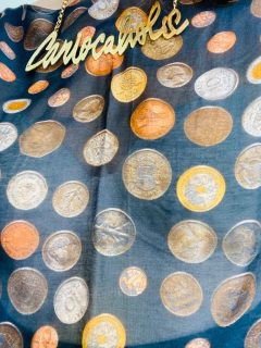 Camiseta Cropped Vual de Seda Moedas - ALESSA