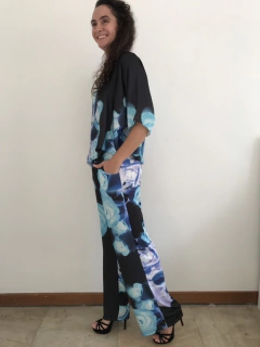 Calça Reta Jersey Rosa Azul na internet