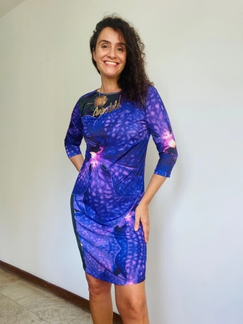 Vestido Tubo 3/4 Jersey Orquídea Roxo