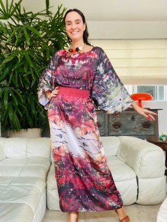 Vestido Maxi Longo Cetim Monet Vermelho