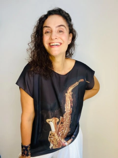 Camiseta Kaftan Cetim Sax - ALESSA