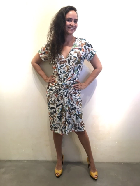 Vestido Torcido Jersey Pássaros