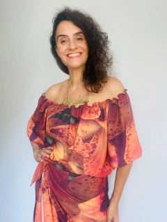 Blusa Cigana Crepe Orquídea Laranja - comprar online