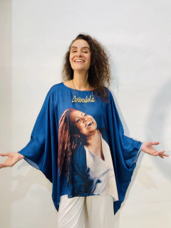 Camiseta Maxi Cetim Alcione Azul