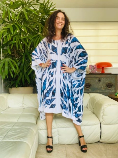 Vestido Plissado Crepe Concha Azul on internet