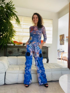 Calça Reta Jersey Paul Klee Azul on internet