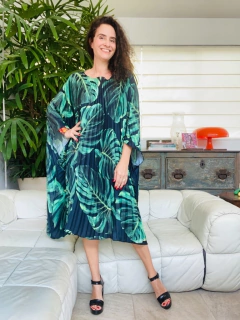 Vestido Plissado Crepe Costela de Adão - online store