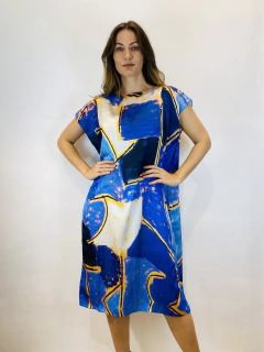 Vestido Kaftan Cetim Blue - loja online