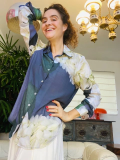 Camisa Social Crepe Hortênsia Cinza