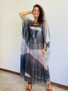 Vestido Maxi Longo Paetê Arquitetura