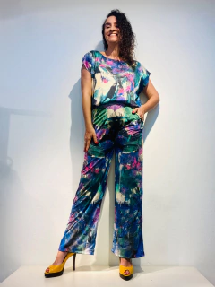 Calça Reta Jersey Joan Azul