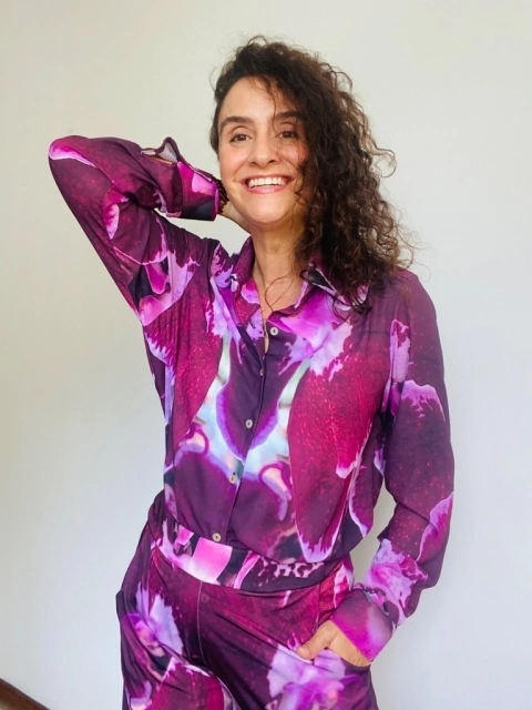 Camisa Social Crepe Orquídea Vinho