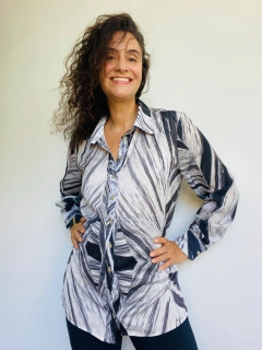 Camisa Social Crepe Folha Listrado na internet