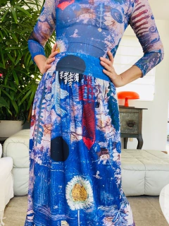 Imagem do Saia Reta Jersey Paul Klee Azul