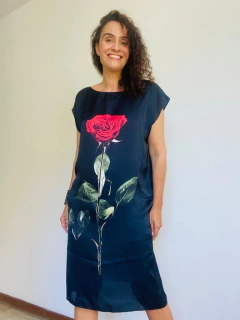 Vestido Curto Kaftan Seda Rosa Única Preta - ALESSA