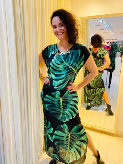 Vestido Kaftan Longo Cetim Costela de Adão - ALESSA