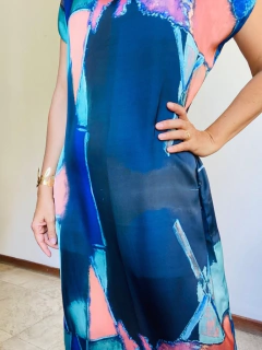 Vestido Kaftan Longo Cetim Moinho Invert - ALESSA