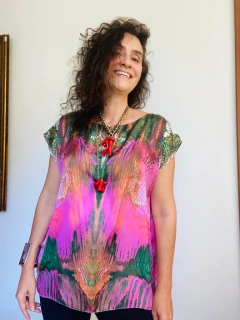 Camiseta Kaftan Cetim Porta Bandeira - ALESSA