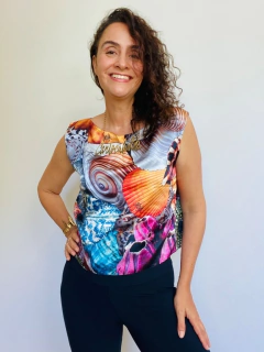 Camiseta Cropped Cetim Concha Mix - comprar online