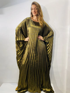 Vestido Plissado Longo Cetim Dourado - ALESSA