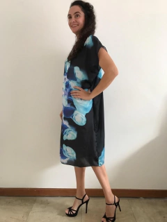 Vestido Kaftan Cetim Rosa Azul - buy online