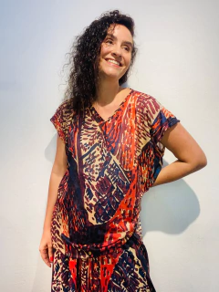 Camiseta Kaftan Vual de Malha Leque