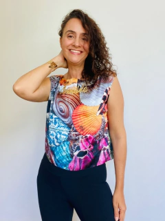 Camiseta Cropped Cetim Concha Mix