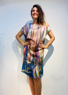 Vestido Kaftan Cetim Munch - ALESSA