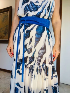 Imagem do Saia Babados Longa Chiffon Concha Azul