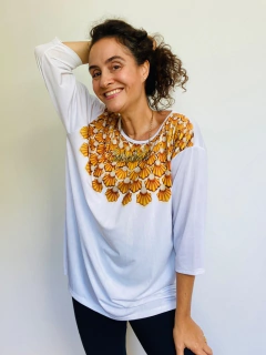 Blusa Manga 3/4 Jersey Colar Ouro - buy online