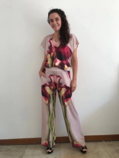 Calça Reta Jersey Calla Vermelha