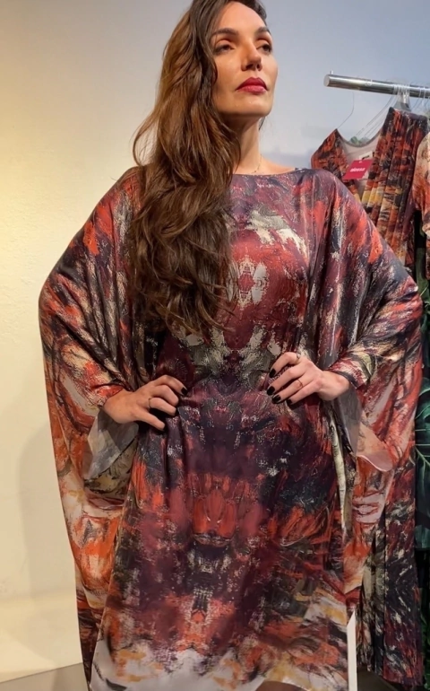 Vestido Maxi Curto Cetim Monet Vermelho