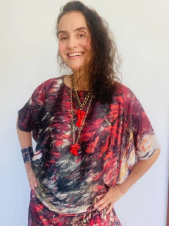 Camiseta Morcego Cetim Monet Vermelho