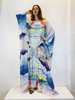 Vestido Maxi Plissado Longo Crepe Mar - comprar online