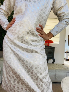 Vestido Basico Mg Lg Branco Losangos - online store