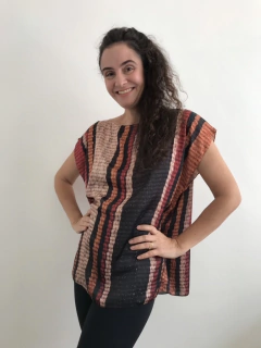 Camiseta Kaftan Cetim Tapete Listras  - comprar online