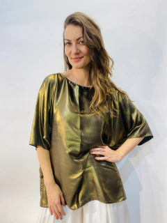 Camiseta Morcego Cetim Dourado Metalizado - comprar online