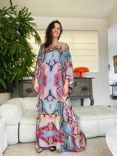 Vestido Maxi Longo Cetim Paul Klee Rosa na internet