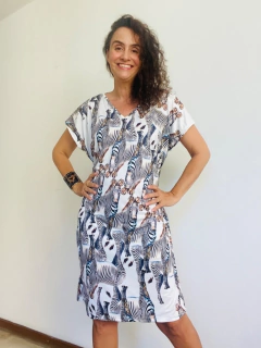 Vestido Kaftan Jersey Zebra