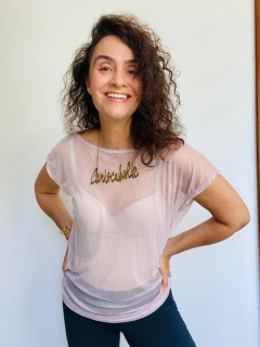 Camiseta Kaftan Tule Rosa Claro