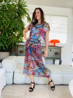 Saia Pareô Longo Chiffon Paul Klee Rosa na internet