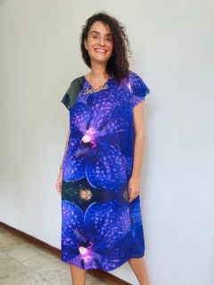 Vestido Kaftan Jersey Orquídea Roxo