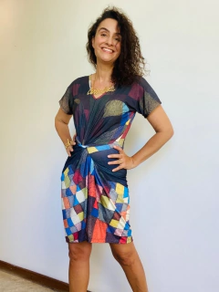 Vestido Torcido Jersey Paul Klee Colorido - loja online