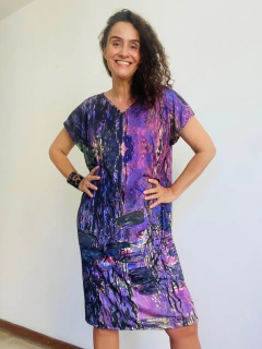 Vestido Kaftan Jersey Monet Lilás na internet
