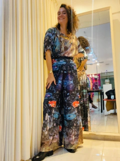 Camiseta Morcego Cetim Monet Azul