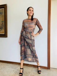 Saia Pareô Longo Chiffon Paul Klee Cinza - comprar online