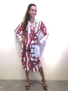 Vestido Chemise Crepe Coral - loja online