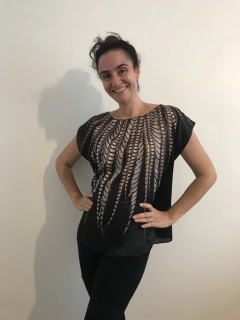 Camiseta Kaftan Cetim Faisão Preto - buy online