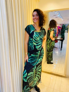 Vestido Kaftan Longo Cetim Costela de Adão - buy online