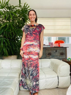 Imagem do Camiseta Kaftan Cetim Monet Vermelho